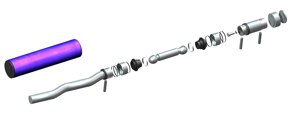Exploded view of Netzsch positive displacement pump or Progressive cavity pump